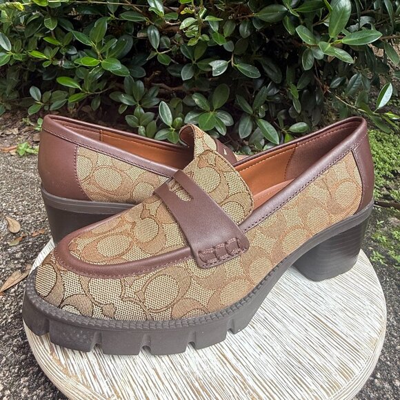 COACH COLLEEN LOAFER 8.5 SIGNATURE MONOGRAM JACQUARD Women's Retro Preppy New - Picture 3 of 12